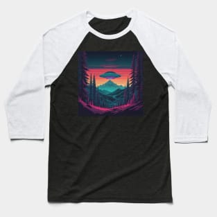 UFO Chronicles Podcast - UFO Glitch Artwork V4 Baseball T-Shirt